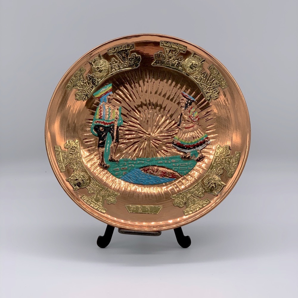 PERUVIAN COPPER & BRASS DECORATIVE PLATE